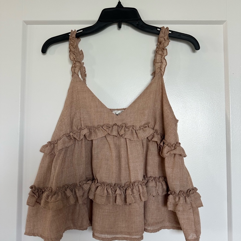 Ruffled Tan Women's Top